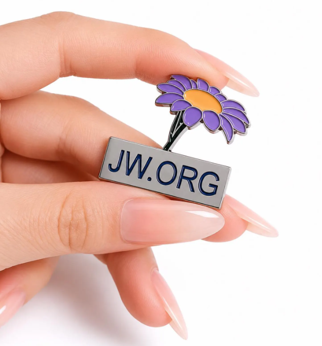 JW.ORG Purple Flower Enamel Lapel Pin, Metal Jewelry Accessory