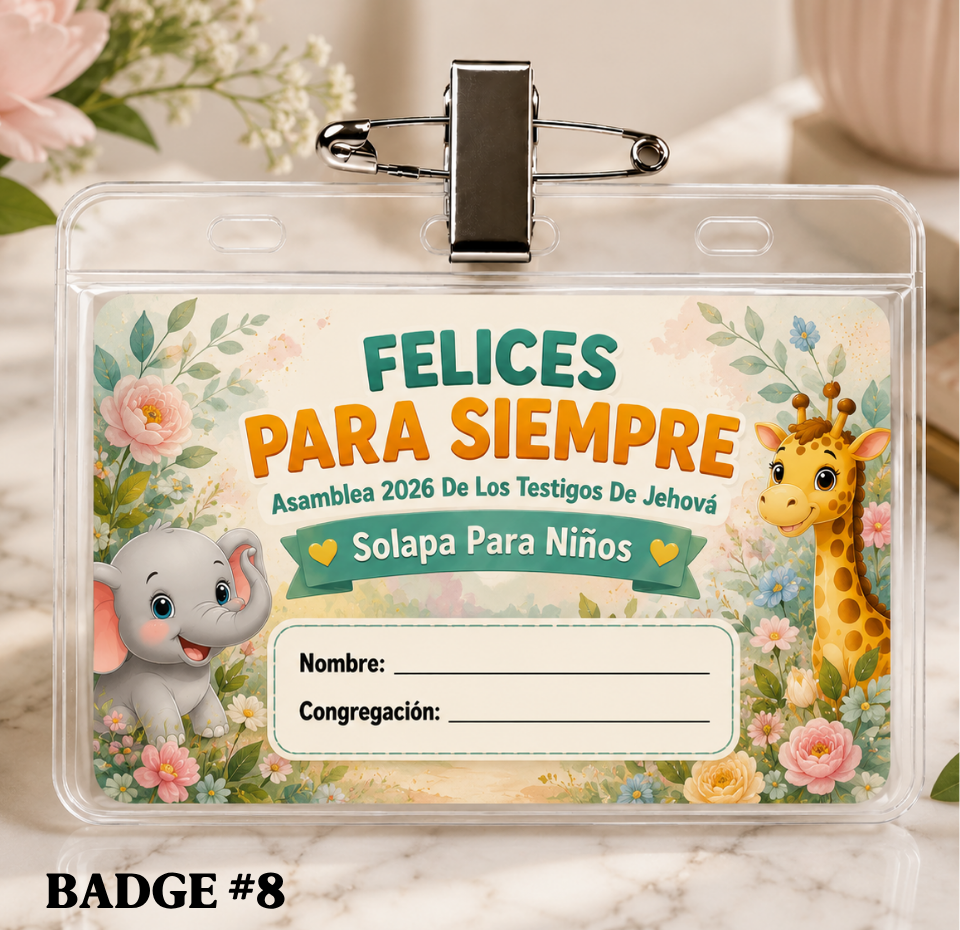 JW 2026 Eternal Happiness Kids Convention Badge, Animal Jungle Theme
