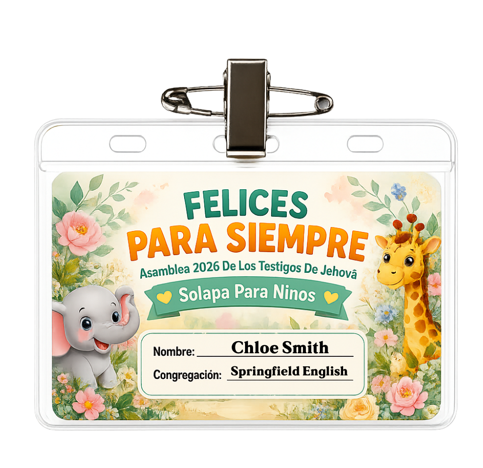JW 2026 Eternal Happiness Kids Convention Badge, Animal Jungle Theme